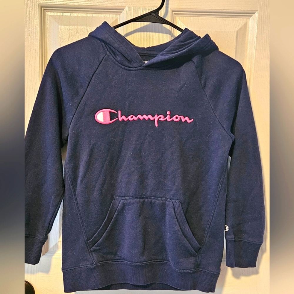 Champion Hoodie Pullover Navy Youth Large